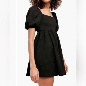 Sweet Lemon Black Textured Babydoll Dress Small